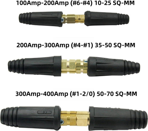 Welding Cable Joint Quick Connector Pair DINSE-Style 100Amp-200Amp (#6-#4) 10-25 SQ-MM 2-Set...