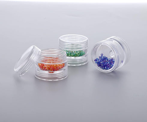 Hipiwe 8 Sets 5 Layers Clear Plastic Round Storage Jars Jewelry Bead Storage Containers Small Travel Sample Jar Pots for Sewing Sewing Pills Nail ...