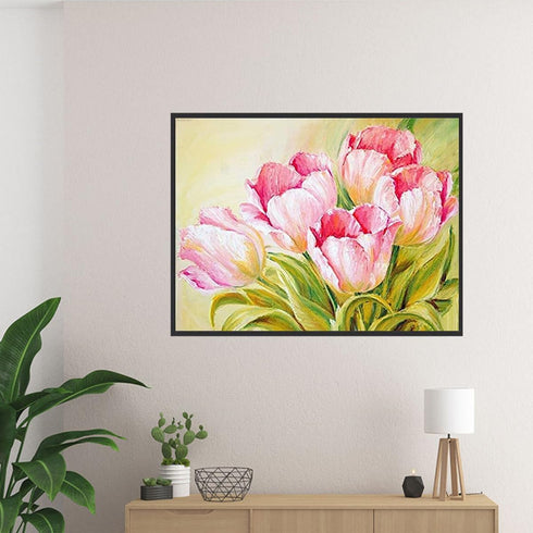 MOER SKY Tulip Roses 5D Diamond Painting Kits, Pink Flower Full Round Drill Diamond Art, Beautiful Flower Diamond Craft Arts, Valentine's Day New ...