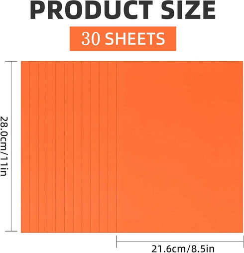 30 Sheets Orange Cardstock 8.5'' x 11'', 250gsm/90lb Heavyweight Cover Cardstock Paper, Thick and Smooth A4 Card Stock Perfect for Invitations, Me...