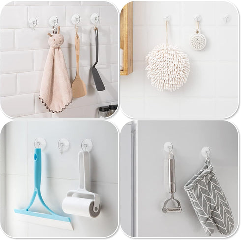 HangerSpace Suction Cup Hooks, Upgrade 1.77 Inches Clear PVC Window Suction Cups with Metal Hooks Removable Small Suction Cups for Glass Kitchen B...