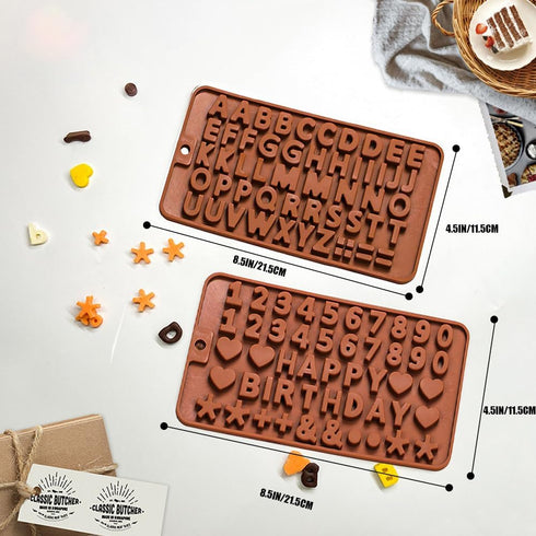 2Pcs Numbers chocolate molds and silicone letter molds,Food Grade no-stick Baking silicone molds for Baking Desserts and Happy Birthday Cake Decor...