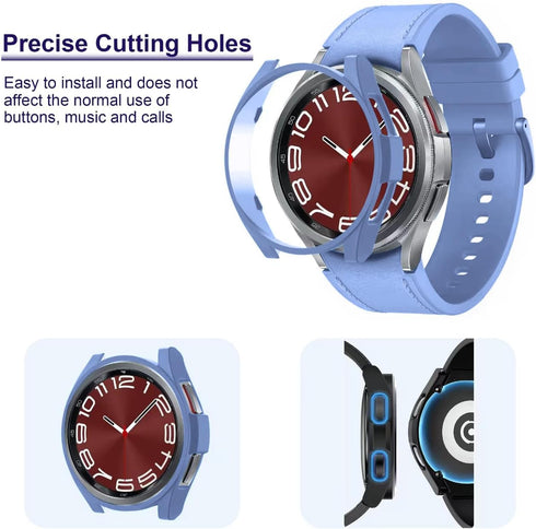 12+4 Pack Case for Samsung Galaxy Watch 6 Classic 47mm with Tempered Glass Screen Protector, Waterproof Hard PC Scratch Resistant Protective Cover...