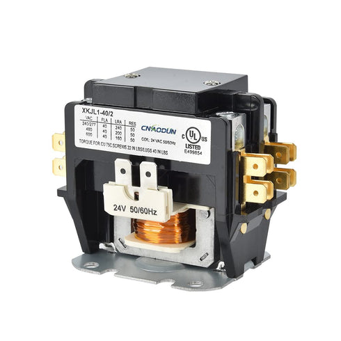 HVAC Contactor, CNAODUN 40 Amp 24V Coil 2 Pole Air Conditioner Contactor Compatible with Condenser,Compressor,Air Conditioner,Refrigeration System...