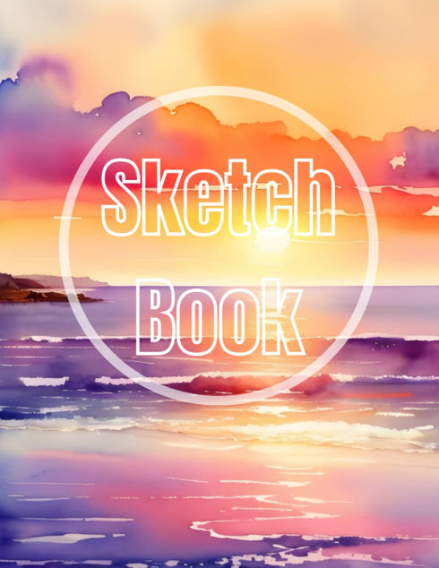 Sketch Book: Premium watercolor sunset & sunrise sea view design cover page Sketchbook Blank Paper Pad 8.5" x 11" - sketchbook 120 Pages Blank Pap...