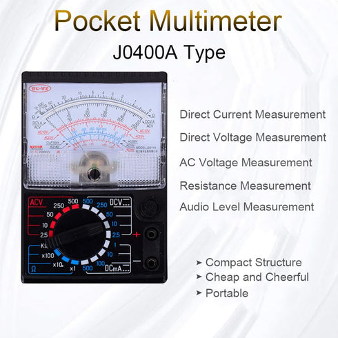 DC/AC Voltage Current Resistance Electrician Tool Mechanical Multimeter with Test Leads, Handheld Analog Multimeter Pointer Tester...