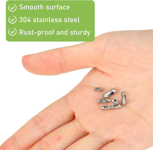 100Pcs Ball Chain Connector Silver Beaded Chain Fits for 1.5/2.0/2.4/3.2mm Beaded Ball Chain Jewelry Making Accessories Clips for DIY Crafts...