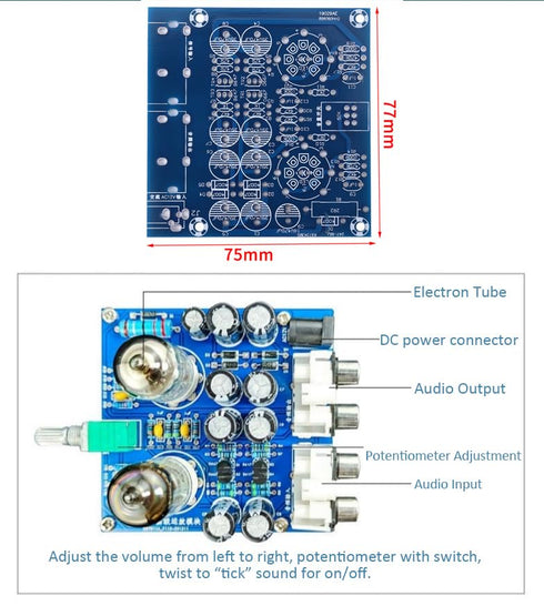 6J1 Valve Preamp, Vacuum Electrom Tube Preamp Valve Preamp Amplifier Board Audio Amp Assortment Musical Fidelity Kit...