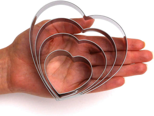 Heart Cookie Cutter Set, 4 Piece, Premium Food-Grade Stainless Steel, Dishwasher Safe...
