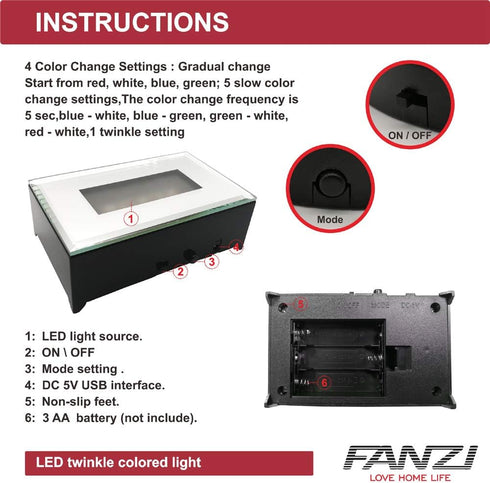 FANZI LED Rectangular Light Display Base for Crystals Glass Art Light Display Stand 3D LED Light Ornament Lamp - Black...