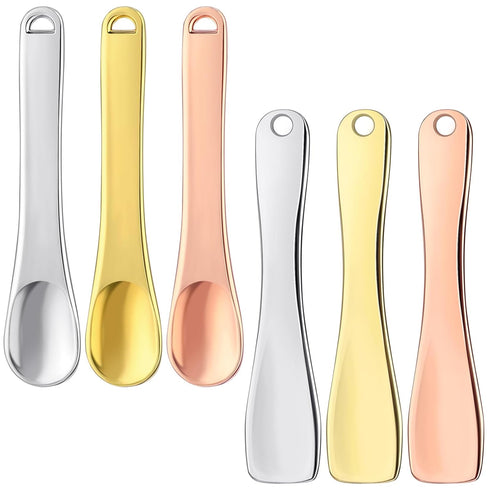 Giantree 6 Pcs Metal Makeup Spatula, Skin Care Makeup Spoons Mini Face Spatula Skincare Applicator for Beauty Cosmetics Lotion Mask Creams Stick T...