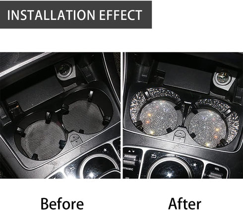 Car Cup Holder Coaster, 2 Pack Fashion Anti-Slip Shockproof Universal Vehicle Cup Holders Coasters Insert Bling Crystal Rhinestone Auto Automotive...