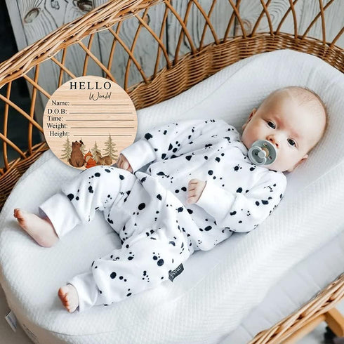 Personalized DIY Wood Birth Announcement Card Round for Newborn Baby I'm Here Wooden Plaque for Baby Name and Birth Detail (Style 3)...