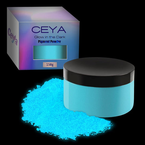 Ceya Fluorescent Blue Glow Powder, 5.3oz/150g Glow in The Dark Pigment Powder, Luminous Powder Resin Color Pigment, Fluorescent Pigment Dye for Ep...