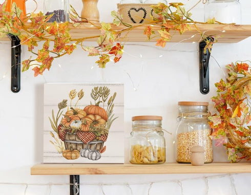 Fall Decor, Farmhouse Fall Pumpkin Harvest Home Decor Wood Box Sign Block for Home Shelf Tabletop Decor, Farmhouse Decoratons Shelf Tabletop Decor...