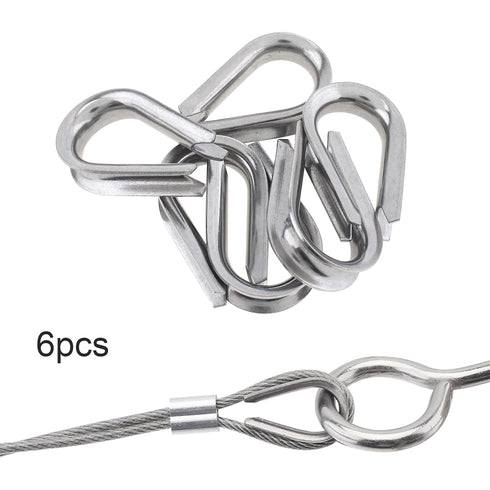1/4" Wire Rope Thimbles 6Pcs, M5 Stainless Steel Thimble for Diameter Cable Rigging...
