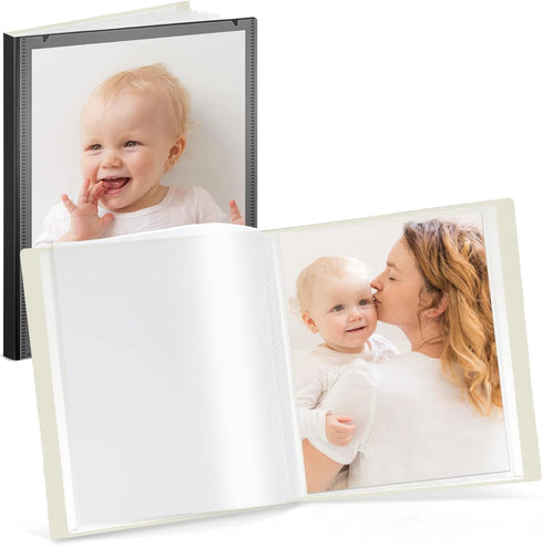 CRANBURY Portfolio Binder for 8x10 Photos (Black), Poly Plastic 8 x 10 Art Presentation Book with Clear Plastic Sleeves, 24 Pages Hold 48 Pictures...