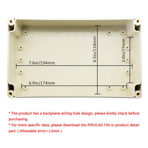 LeMotech Waterproof Dustproof IP65 ABS Plastic Junction Box Universal Electric Project Enclosure Pale Gray 7.9 x 4.7 x 2.95 inch (200 x 120 x 75 m...