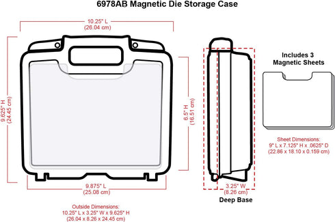 ArtBin 6978AB Magnetic Die Storage Case with 3 Magnetic Die Sheets, Portable Paper Craft & Die Organizer with Handle, Translucent...