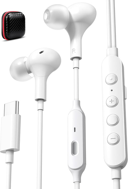USB C Headphones Wired Earbuds with Microphone HiFi Stereo Deep Bass Noise Cancelling Multiple Music Sound Effects In Ear Earphones for Live Singi...