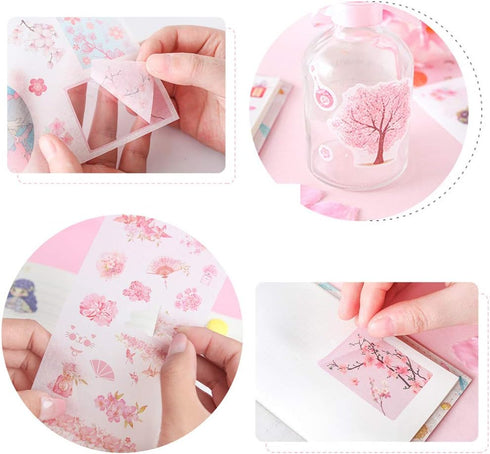 Cherry Blossom Stickers - Scrapbooking Large Flower Washi Stickers -12 Sheets DIY Decorative Scrapbook Decals Sticker for Art Journaling Planner E...