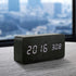 OCT17 Wooden Digital Alarm Clock, Multi-Function Smart Alarm Clock, LED Light Alarm Clock with USB Power Supply, Voice Control, Thermometer - Blac...