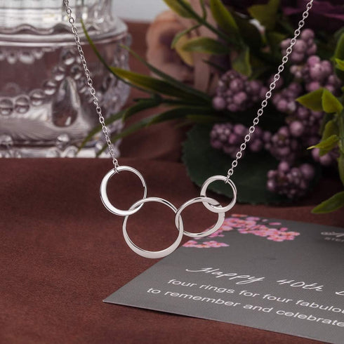 AnotherKiss 40th Birthday Gifts for Women, Sterling Silver 4 Circle Necklace for Her, 4 Rings for 4 Decades Jewelry Gift Idea...
