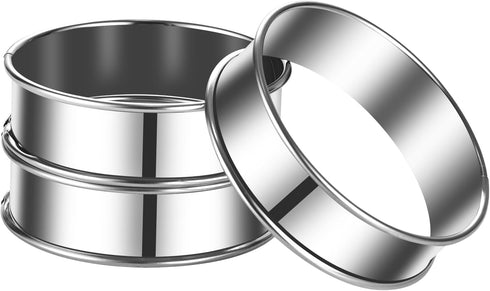 8Pack 4 Inch English Muffin Rings Crumpet Rings Stainless Steel Double Rolled Tart Rings, Round Metal Cooking Pastry Ring Molds for baking...