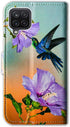 Case for Galaxy A12, Hummingbird Purple Flower Leather Flip Phone Case Wallet Cover with Card Slot Holder Kickstand for Samsung Galaxy A12 2021...