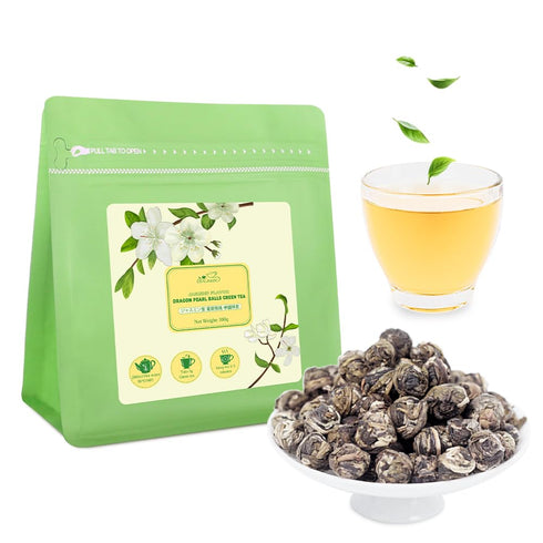 LWXLJMJZC?100g/3.53oz Jasmine Dragon Pearls Loose Leaf Green Tea with Pleasant Jamsine Aroma-Jasmine Tea Suitable For Both Hot And Cold...