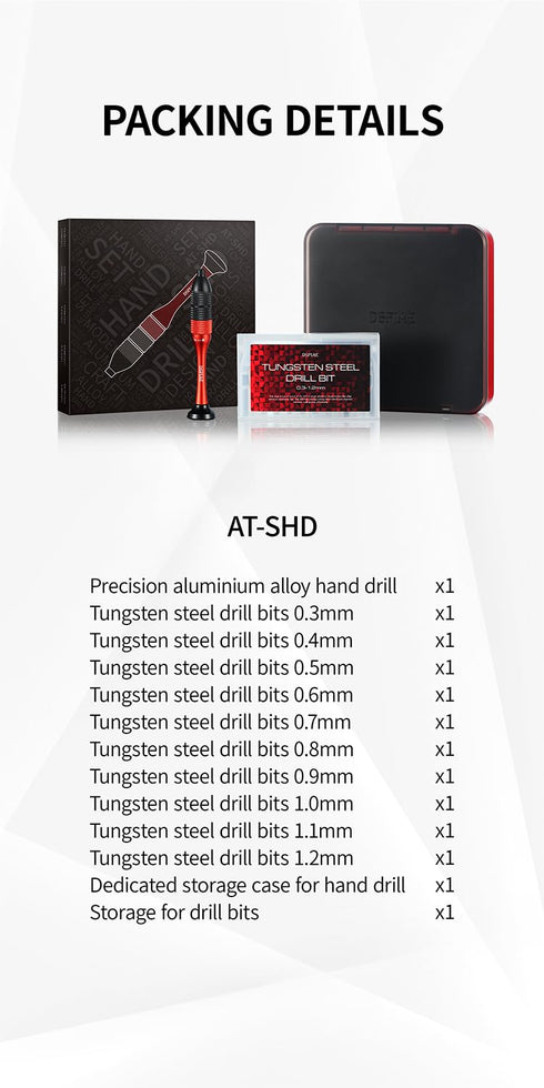 Precision Aluminum Alloy Hand Drill Set, Tungsten Steel Drill Bits (0.3mm-1.2mm)10pcs for Hobby Scale Model, Crafts...