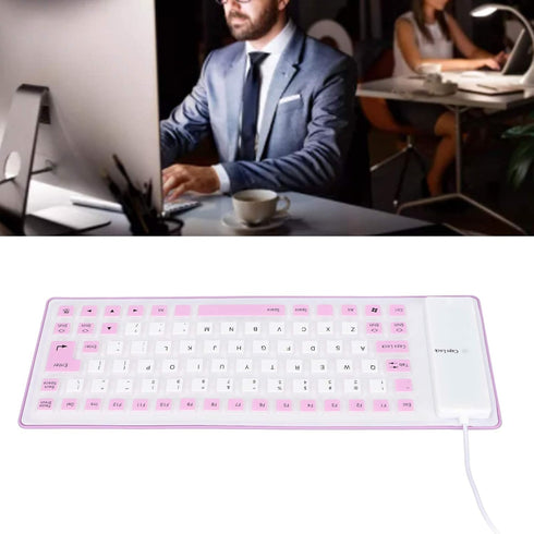 Silicone Keyboard, Foldable Flexible Keyboard USB Wired Gaming Keyboard, 85 Keys, Fully Sealed Design, Roll-up Silent Soft Keyboard, Waterproof, D...