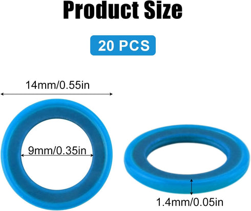 20pcs Gearcase Drain Plug Seal Washer Gaskets 26-830749, Strong Drain Plug Sealing Washer Blue Lower Unit Grease Gaskets for Mercury Marine/Mercru...