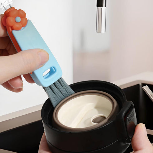 3 in 1 Cup Lid Cleaning Brush Set with Straw Brush 2024 New Crevice Multifunctional Cleaning Brush for Bottle Gap Cute Flower Tight Spaces Cup Lid...