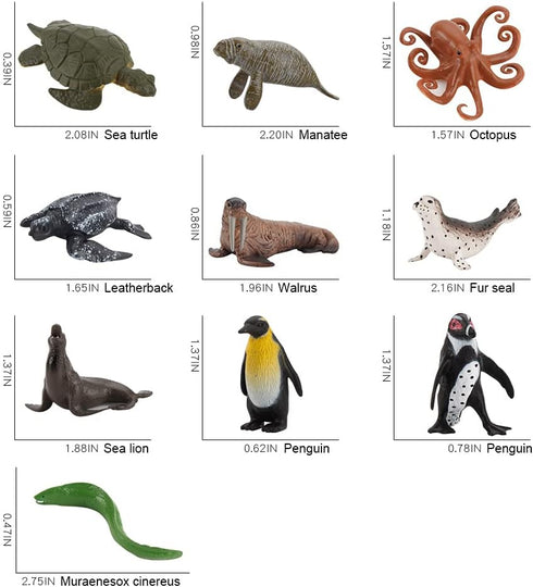 Realistic 10 PCS Mini Ocean Sea Marine Manatee Walrus Turtle Figure Desktop Decoration Party Supplies Cake Toppers Bath Toy for Kid Boy Girl 5 6 7...