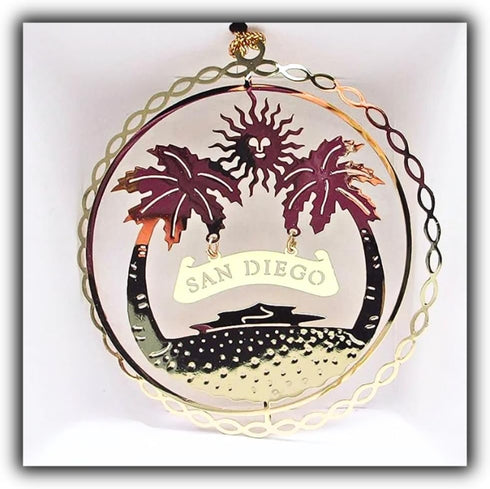 San Diego California Brass Christmas Ornament...