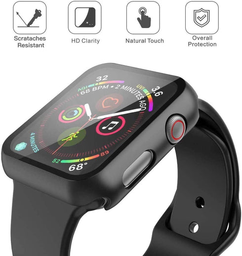 Misxi 2 Pack PC Case with Tempered Glass Screen Protector Compatible with Apple Watch SE 2 (2024) SE Series 6 Series 5 Series 4 40mm, Shockproof P...