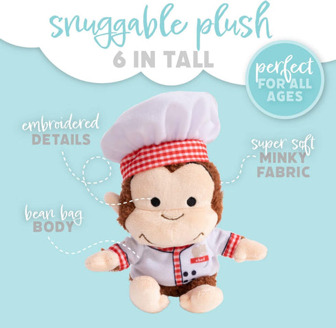 KIDS PREFERRED Curious George Cuteeze Monkey Stuffed Animal Plush Cooking Chef Toys Soft Cuddle Plushie Gifts for Baby and Toddler Boys and Girls ...