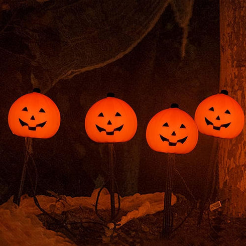 C7 Halloween Pumpkin Pathway Stake Lights, 7 Ft Halloween Pathway String Lights with 4 C7 Bulbs, Stake, Halloween Decorations Driveway Markers Lig...