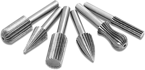 Set of 6 Rotary Cutting Burr Set Grinder Bit 6mm Round Shank Woodworking Carving Tools...