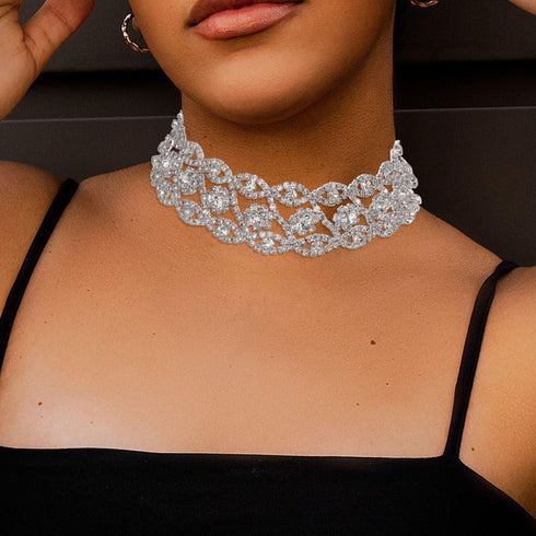 JAKAWIN Rhinestone Choker Necklace Jewelry Adjustable Collar Necklaces Silver Chokers for Women and Girls NK126...