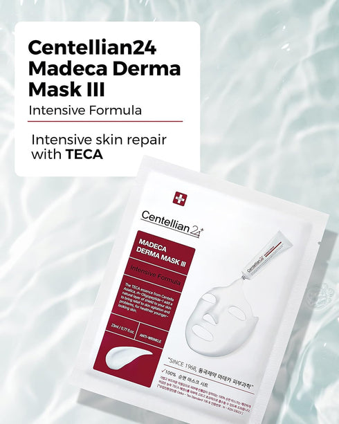 CENTELLIAN 24 Madeca Derma Face Mask (Intensive, 10pc) - Soothing Cotton Sheet Mask for Sensitive, All Skin Types, 24-Hour Hydration. Premium Kore...