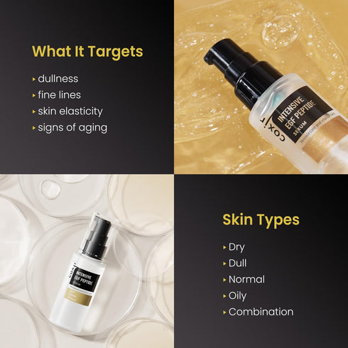 coxir INTENSIVE EGF PEPTIDE SERUM l Day&Night Nourishing Serum for damaged, aged skin l EGF, Peptide, Niacinamide, Collagen l Lightweight, Lifting...