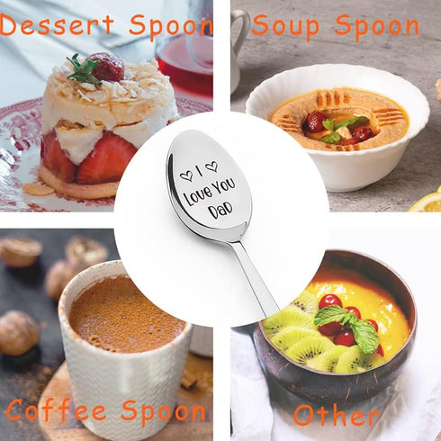 Dad Father Gifts Spoon from Daughter Son - I Love You Dad Spoon Gift for Father Daddy Fathers Day Birthday Gifts Cute Engraved Tea Coffee Spoons G...