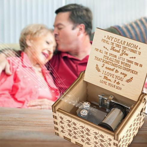 You are My Sunshine Music Box, Gift for Mom from Son, Wood Laser Engraved Vintage Music Boxes, Unique Best Gift for Mother's Day, Birthday/Christm...