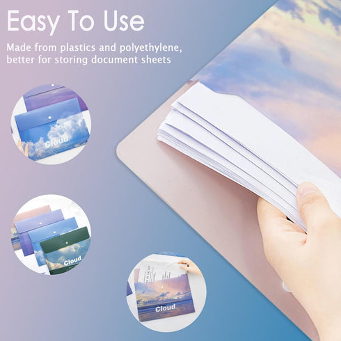 4-Pack A4 Letter Size Plastic Envelopes with Snap Closure - Durable File Folders for Storing Test Items and Stationery...