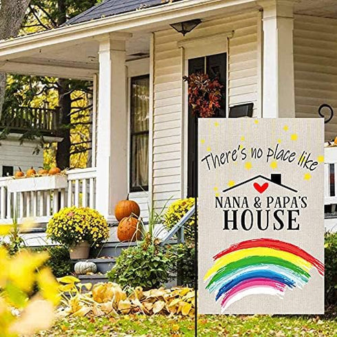 Welcome Garden Flags Yard Lawn Double Sided Home Decor Summer Yard Flag There's No Place Like Nana&Papa's House Porch Patio Backyard Outdoor House...
