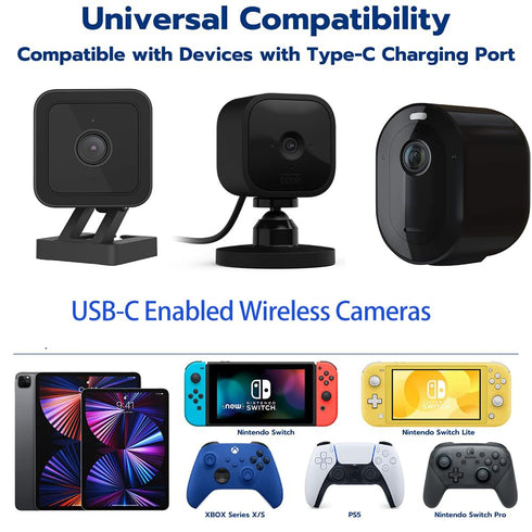 16.4Ft/5M Long USB C Cable, Durable USB A to USB C Charging and Data Sync Cord, Power Extension Cable for Any USB-C Enabled Security Cameras Phone...