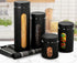Glass Canister Set of 4 for Sugar, Matte Black Kitchen Counter Decor and Accessories...