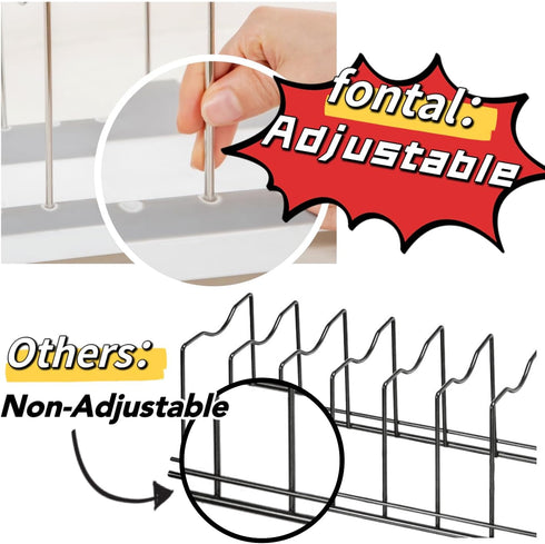 Cabinet Pot Lid Holders Organizer, Rack Holder Rest Storage for Pot Lid,Pans,Plates,Cutting Boards,Bakeware,Cooling Rack,Serving Trays, with 6 Sta...